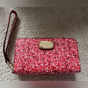 Red Floral Wristlet Wallet